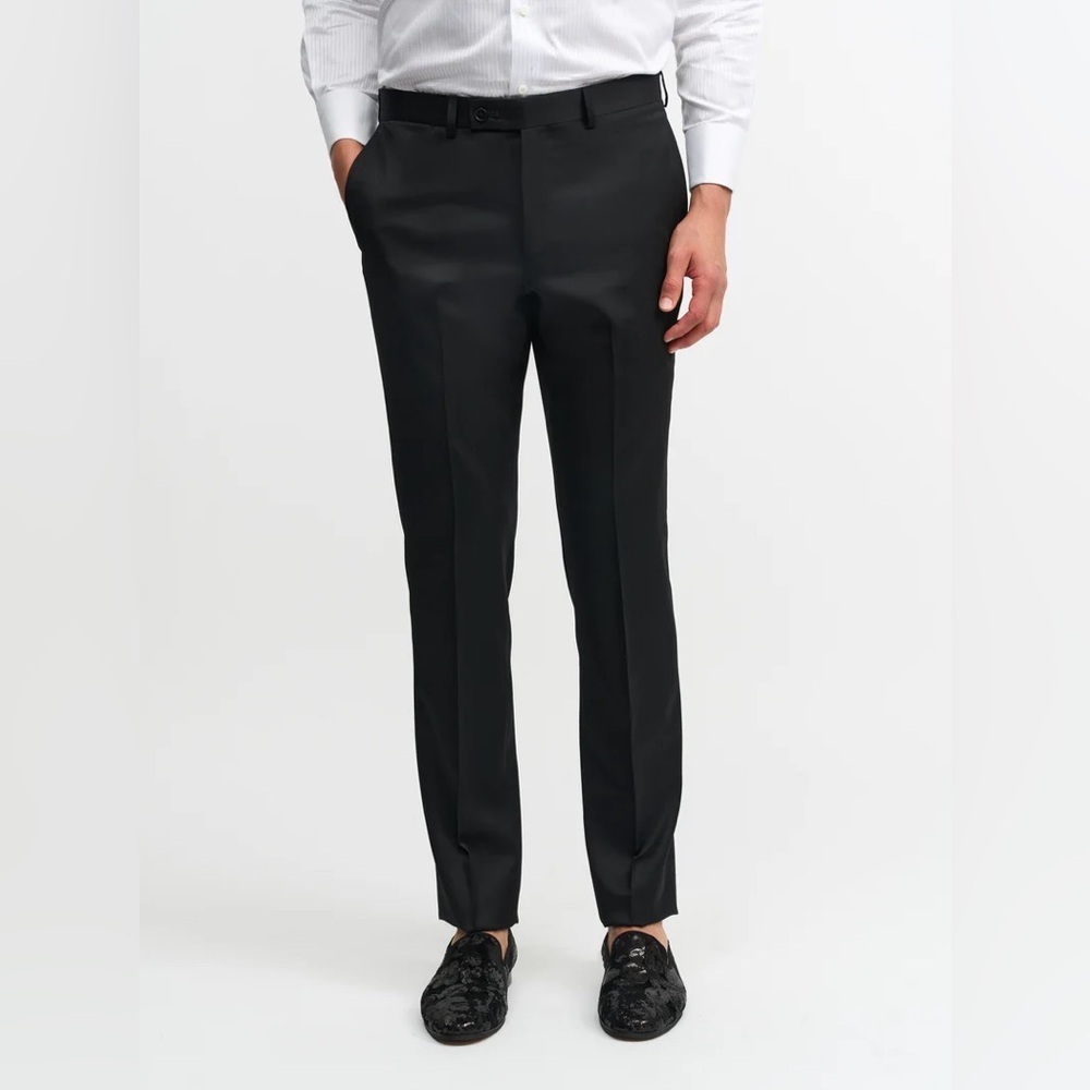 Robert Graham Men's Plain Front Black Suit Pants Office Formal Dress 36W x 30L
